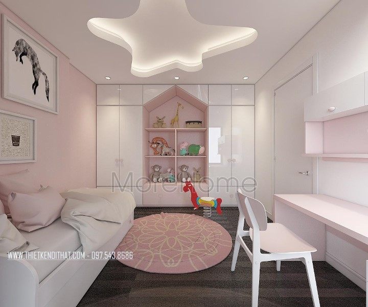 Thiết kế và thi công phòng ngủ con gái chung cư Imperia Garden